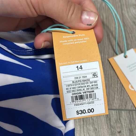 Kona Sol Blue and White Bikini with Summer Coral Print Underwire Swim Suit Set - Picture 2 of 12